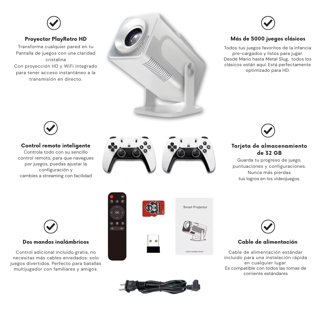 PlayRetro®  Proyector con Juegos PRO 2.0